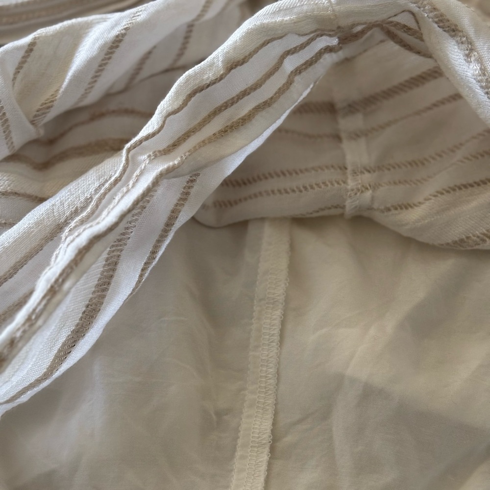 House of CB Natural Striped Linen Draped Shirt Mini Dress Size Small - Picture 6 of 16